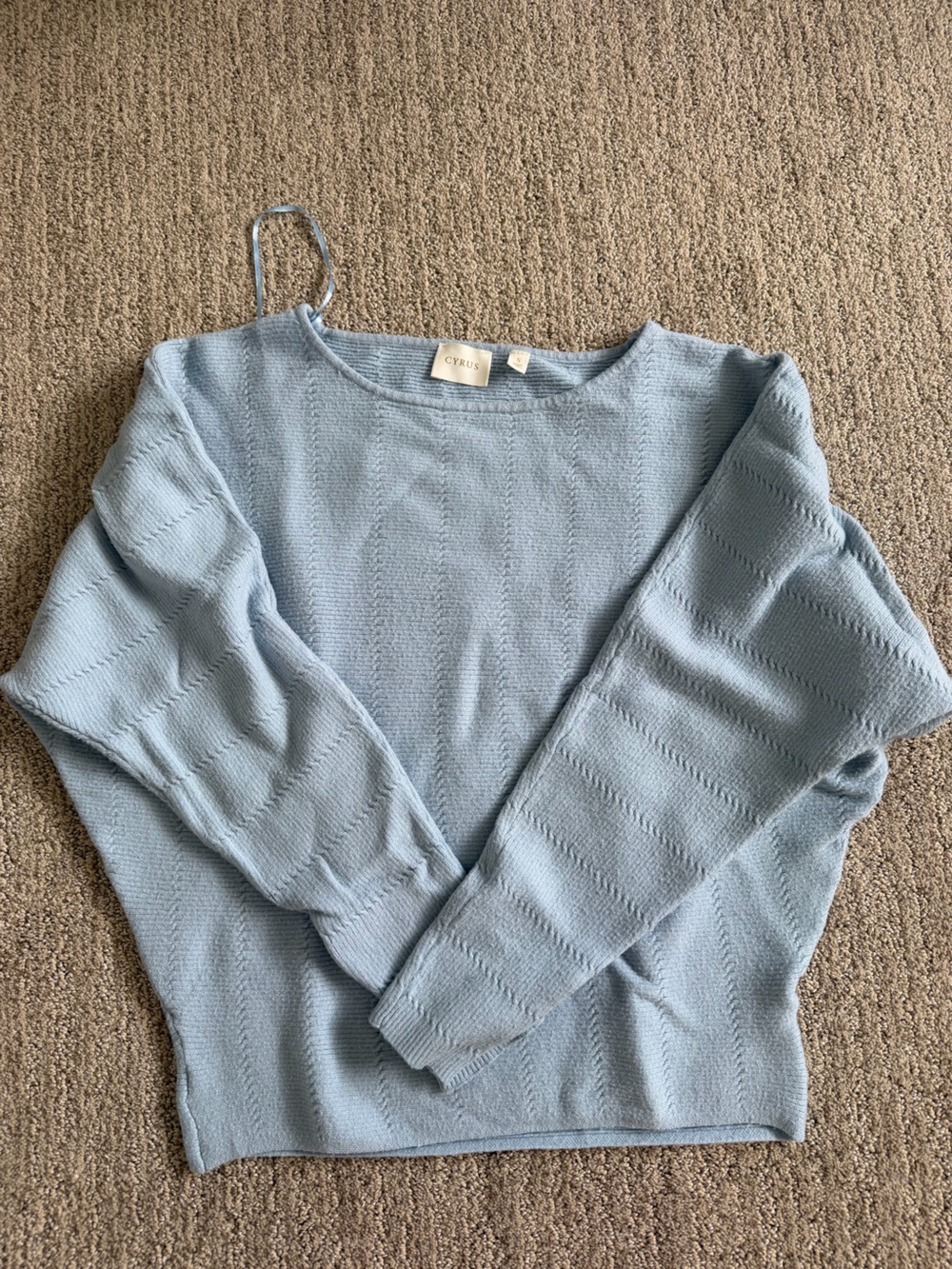 Cyrus Powder Blue Crew Neck Knit Sweater